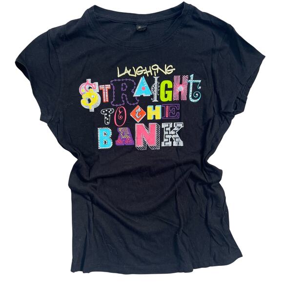G Unit T-Shirt Embellished Laughing Bank Womens Size Large Gaphic - Picture 1 of 9